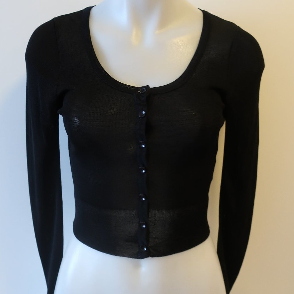 BLOOMINGDALE'S CROPPED CARDIGAN KNIT SWEATER M *